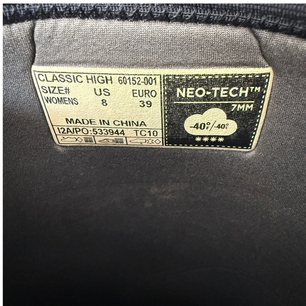 Bogs Classic High Women's 8 Black Neo Tech Waterproof Insulated Snow Rain Boots